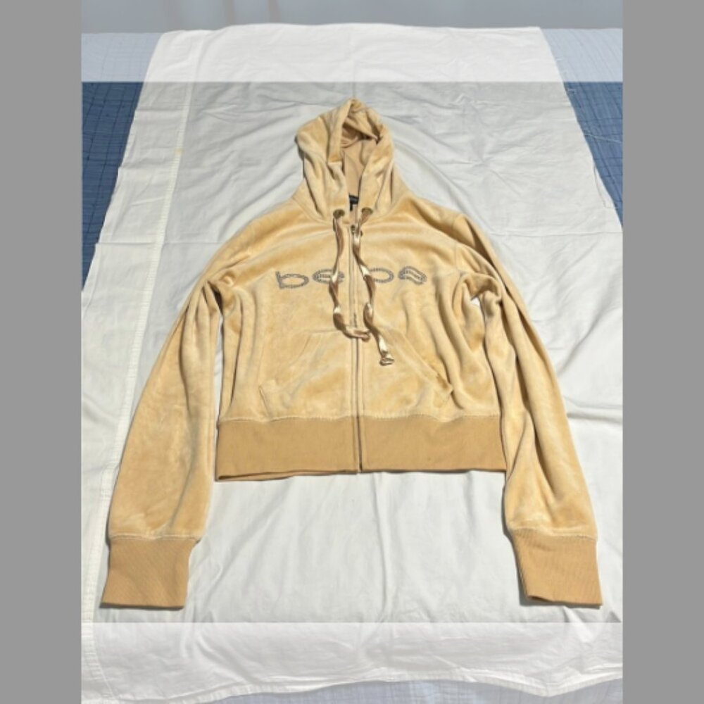 Bebe Tan Zip Up Hoodie Sweater For Women Size Medium